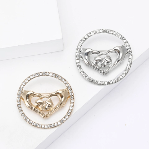 Legierung Kreative Herz Hand Neugeborenes Baby Brosche Mutterliebe Thema Strass Runde Nadel Gold Silber Emaille Corsage Damen
