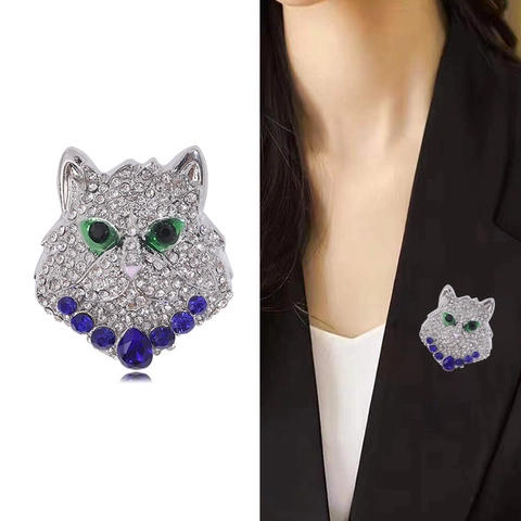 Spilla Vintage in Lega con Strass a Testa di Leopardo Spille Boheme Animale Pantera Testa Corsage Ciondolo per Donna Gioielli di Moda Accessori