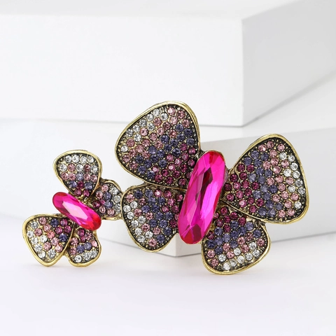 Vintage Legierung Strass Schmetterling Brosche Für Damen Europäischer Stil Elegante Anzug Schal Pin Mode Schmuck Geschenk