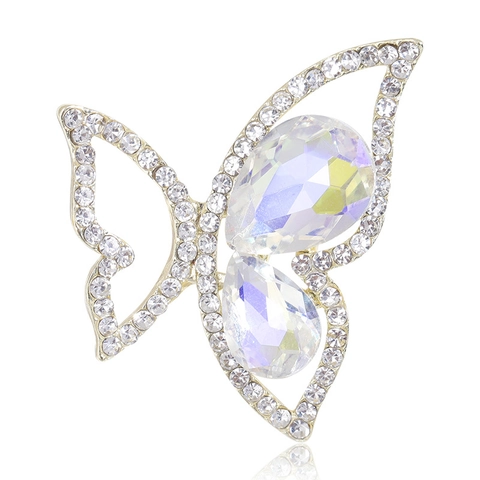 Elegante Schmetterling Broche Met Strass Voor Dames High-End Legering Corsage Pin Mode Kleding Accessoires Sieraden