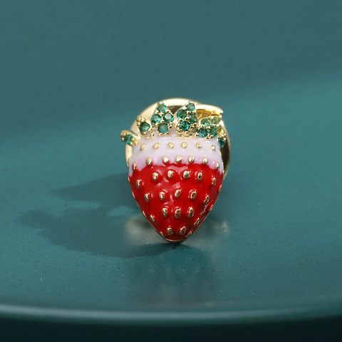 Squisita Spilla a Fragola in Zirconia Carina Frutta Smalto a Goccia d'Olio Spilla Moda Dolce Gioielli Accessori per Donna Regalo
