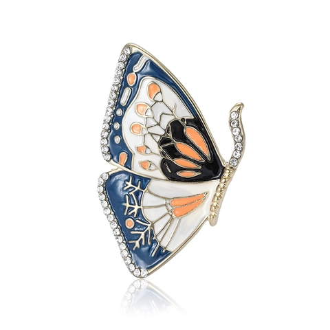 Broche Papillon en Émail Coloré Vintage pour Femmes Alliage Strass Insecte Épingle pour Costume Chandail Bijoux de Mode
