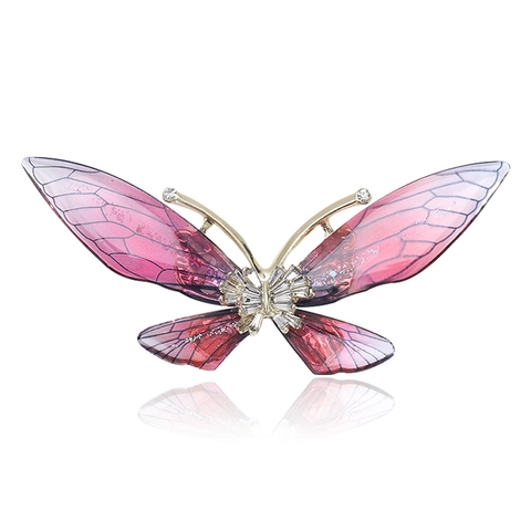Elegante Legering Acryl Vlinder Broche Gradiënt Strass Ingelegd Pin Sieraden Voor Dames Pakken Jassen Woon-werkverkeer Accessoires