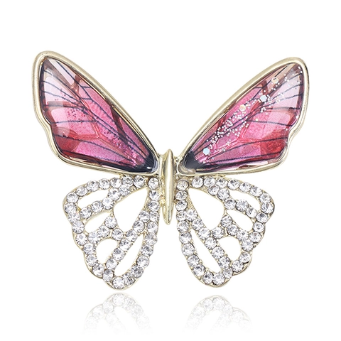 Fashionable Legering Vlinder Broche Strass Ingelegde Holle Insect Broche Voor Vrouwen Pak Jas Accessoires Sieraden