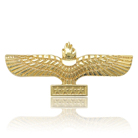 Vintage Alloy Eagle Totem Brooch Pin For Men Women Military Style Bird With Five Stars Rhinestone Fashion Coat Jacket Accessory