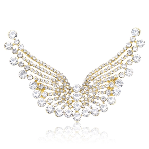 Elegante Brosche Legierung Strass Flügel Für Damen Hochwertige Glänzende Feder Pin Mode Bekleidungszubehör Schmuck Geschenk