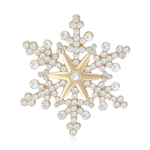 Spilla a Fiocco di Neve in Lega di Moda Incastonatura con Strass Brillanti per Uomo Donna Inverno Natale Accessori per Abbigliamento