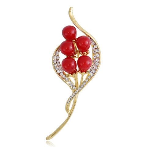 Elegante Legering Kunstparel Boeket Broche Ingelegde Strass Botanische Tak Speld Voor Vrouwen Feest Modieuze Sieraden