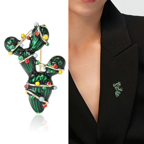 Broche de Cactus de Aleación de Moda Creativa Serie de Plantas Esmalte Pin Joyas de Suculentas Coloridas Regalo para Mujer