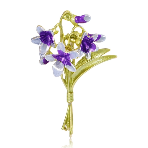 Eleganter Emaille Orchidee Blumenstrauß Brosche Legierung Floral Pin Für Damen Hochzeit Bankett Anzug Revers Schmuck Geschenk