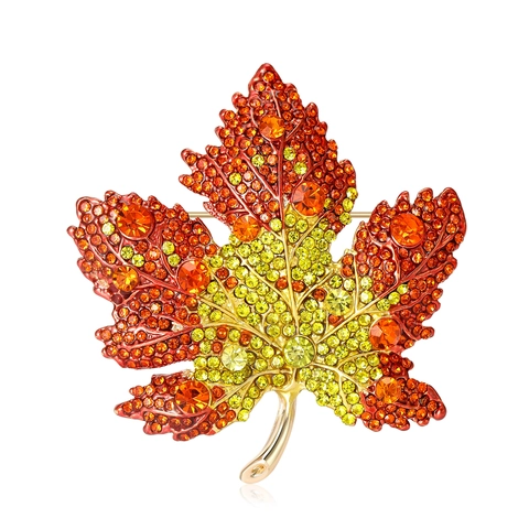 Elegant Maple Leaf Brooch Luxurious Rhinestone Inlaid Alloy Corsage Anti-exposure Pin For Women Suit Accessories Fashion Jewelry