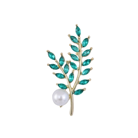 Eleganter Legierung Weizenähre Blatt Brosche Mit Künstliche Perle Strass Einlage Vintage Hochwertige Kleidung Zubehör Für Damen