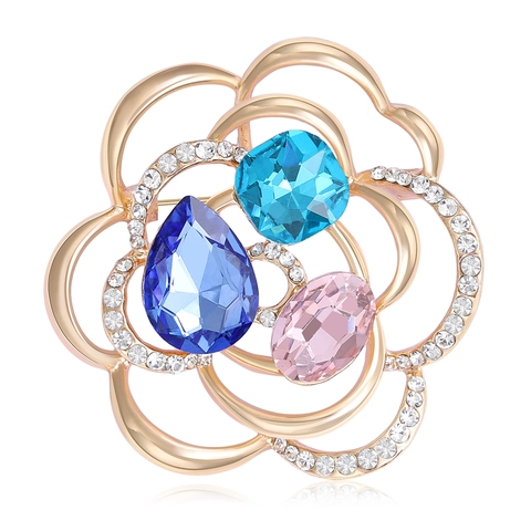 Spilla a Fiore Colorata Vintage Elegante Spilla Floreale in Lega Con Strass Intarsiati per Donna Accessori per Gioielli Retrò