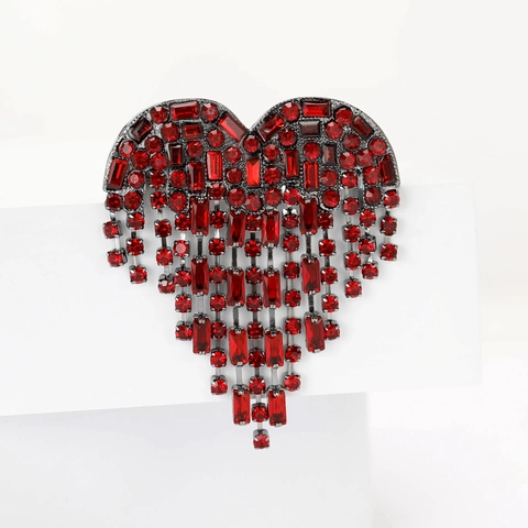Broche Luxueuse en Alliage de Style Coréen en Forme de Cœur avec Franges en Strass pour Femmes Broche Élégante à Pampilles en Forme de Cœur Bijoux de Mariage