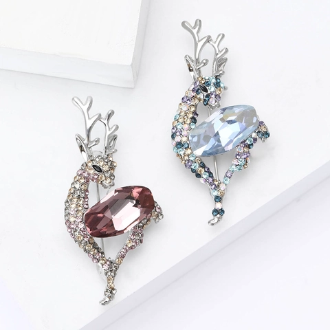 Eleganter Legierung Kristall Hirsch Brosche Pin Für Damen Mode Strass Tier Kleidung Korsage Dekoration Schmuck Zubehör Geschenk