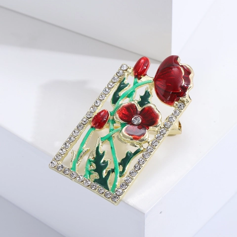Spilla Fiore in Lega Strass Vintage per Donna Smalto Floreale Spilla Pin Matrimonio Banchetto Gioielli di Moda Accessorio