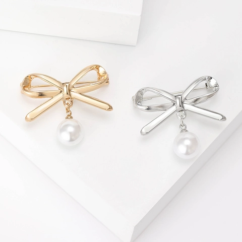 Elegante Spilla a Fiocco in Lega Con Intarsio di Perle Artificiali e Strass Accessori per Abbigliamento Vintage Corsage Donna Regalo