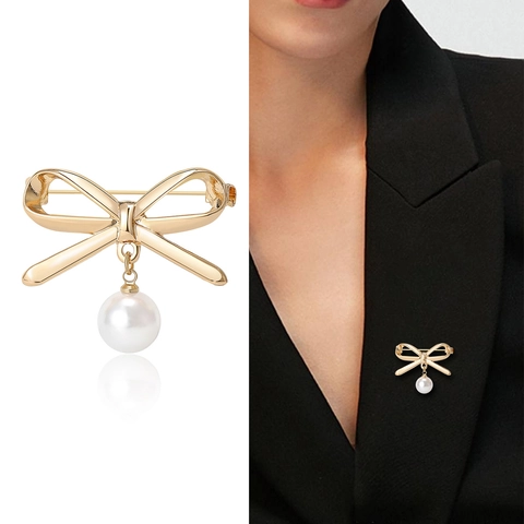 Elegante Spilla a Fiocco in Lega Con Intarsio di Perle Artificiali e Strass Accessori per Abbigliamento Vintage Corsage Donna Regalo