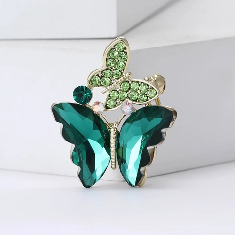 Luxe Legering Tsjechische Strass Glas Vlinder Broche Pin Voor Vrouwen Mode Pak Jas Corsage Sieraden Accessoires
