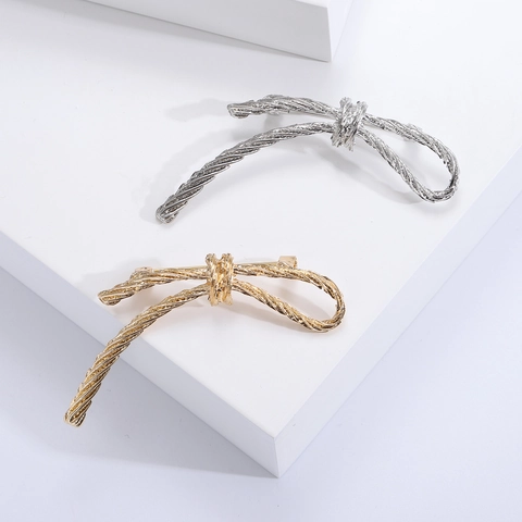 Spilla in Lega a Fiocco Vintage per Donna Moda Elegante Trama a Corda Intrecciata Accessorio per Abito e Completo Spille Oro Argento