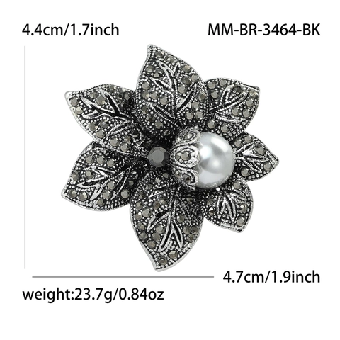 Spilla a Fiore in Lega Vintage Con Finta Perla Artificial Strass Elegante Spilla Floreale per Donna Matrimonio Banchetto Accessori