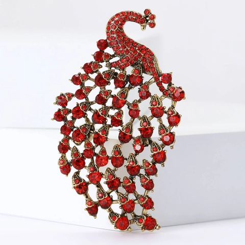 Vintage Legierung Pfau Brosche Mit Strass Elegant Luxus Tier Form Brustnadel Für Damen Anzug Mantel Schmuck Geschenk