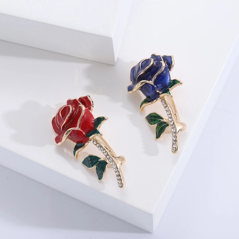 Vintage Emaille Rosen Brosche Pin Für Damen Legierung Strass Eingelegt Elegant Blume Brosche Hochzeit Party Schmuck Zubehör