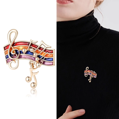 Colorful Enamel Musical Note Alloy Brooch Pin For Men Women Suit Lapel Pin Retro Treble Clef Jewelry Accessory Gift