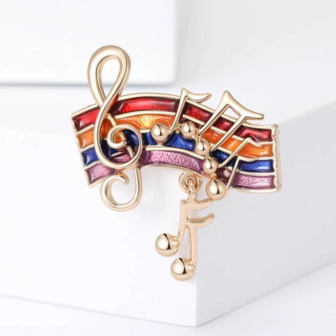 Colorful Enamel Musical Note Alloy Brooch Pin For Men Women Suit Lapel Pin Retro Treble Clef Jewelry Accessory Gift