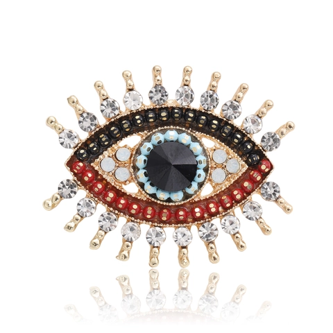Luxury Alloy Evil Eye Brooch Pin For Women Inlaid Rhinestone Artificial Pearl Gold Silver Fashion Jewelry Apparel Accessory