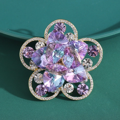 Elegante Spilla a Fiore in Lega con Strass per Donna Spilla per Abito di Alta Moda Accessorio per Gioielli Floreali Vintage