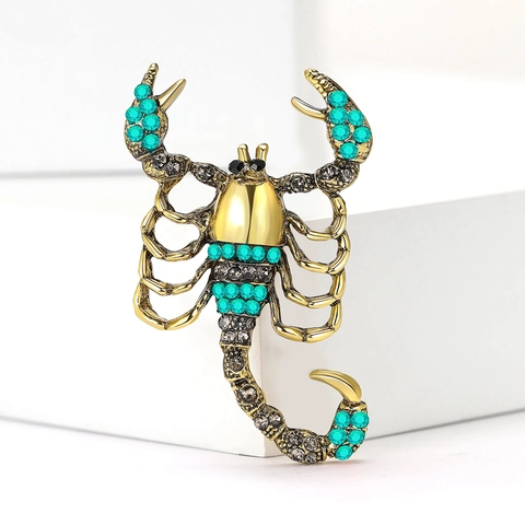 Vintage Alloy Rhinestone Scorpion Brooch Pin For Men Women Fashion Animal Suit Coat Jewelry Decoration Gold Silver Plated