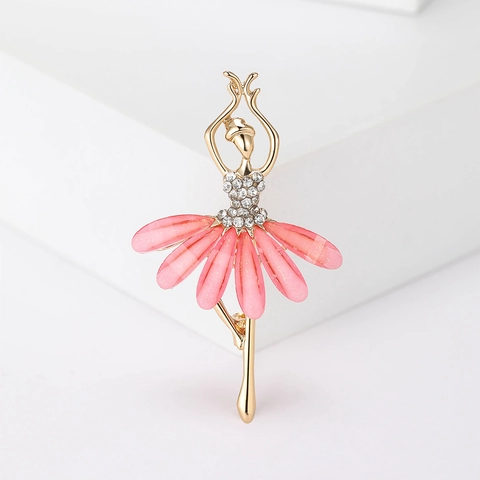 Elegant Ballerina Girl Brooch Alloy Rhinestone Inlaid Dancing Girl Pin Fashion Apparel Jewelry Accessory For Women Gift