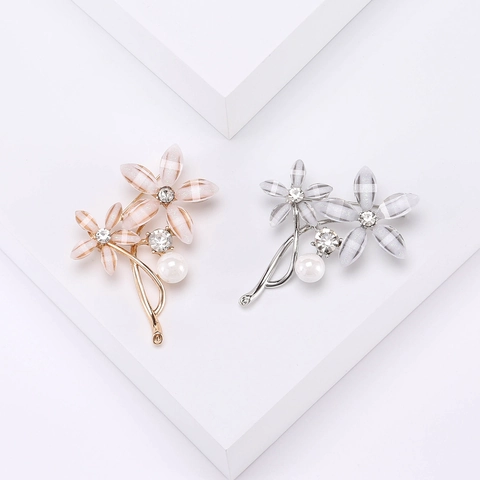 Elegante Spilla a Fiore in Lega Con Strass e Perla Artificiale Minimalista Stile Coreano Pianta Corsage per Donna Moda Vestito Gioielli