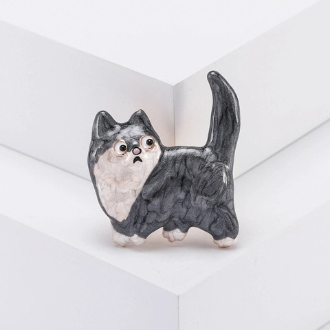 Cute Alloy Enamel Cat Brooch Pin Artistic Animal Badge Pin For Women Bags Clothing Accessories Oil Dripping Jewelry Gift