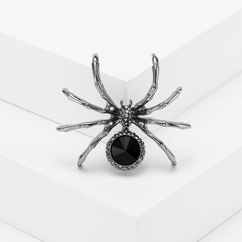 Broche Araignée Vintage en Alliage avec Strass et Cristal Épingle de Revers pour Hommes Femmes Accessoire de Costume Mode