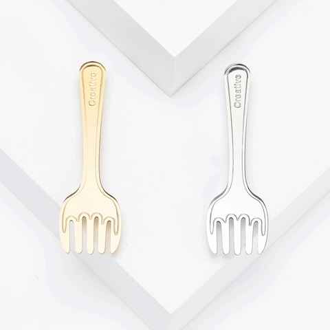 Spilla Creativa a Forma di Forchetta in Lega di Moda con Perno Metallico Galvanizzato per Accessori da Donna Oro Argento Gioielli