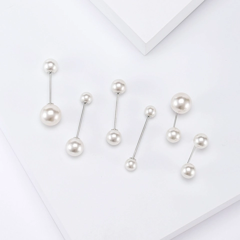 Minimalist Alloy Artificial Pearl Brooch Pins For Women Fashion Sweater Shirt Safety Pin Anti-exposure Waist Pin Jewelry