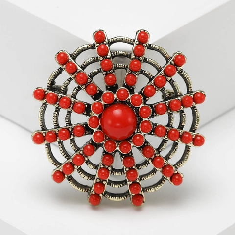 Broche Fleur en Alliage de Strass Rétro Bohème Style Ethnique Turc Moyen-Oriental Épingle en Argent Antique Or pour Bijoux Femme