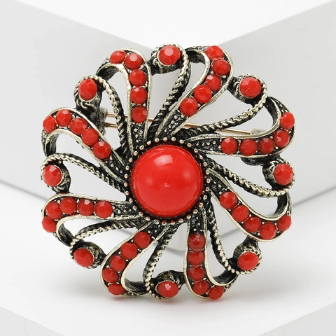 Bohemian Vintage Legierung Strass Blumen Brosche Pin Mittlerer Osten Stil Für Damen Elegante Mode Schmuck Zubehör Geschenk