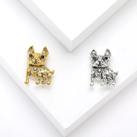 Vintage Französische Bulldogge Brosche Legierung Zirkonia Strass Tier Reversnadel Für Damen Anzüge Kleid Mantel Retro Schmuck