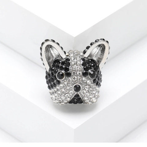 Kreativ Süß Strass Französische Bulldogge Brosche Legierung Tier Welpe Reversnadel Für Herren Damen Kleidung Schmuck