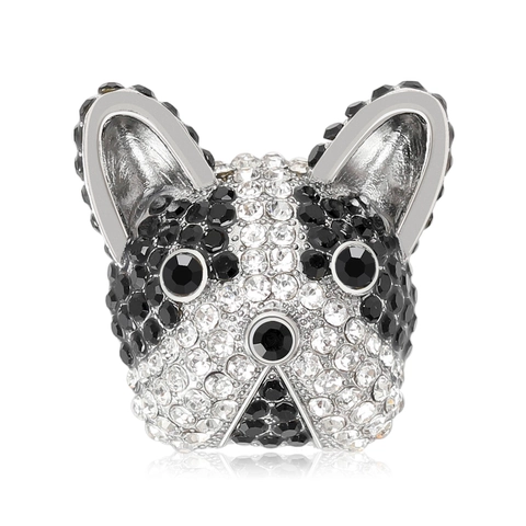 Kreativ Süß Strass Französische Bulldogge Brosche Legierung Tier Welpe Reversnadel Für Herren Damen Kleidung Schmuck