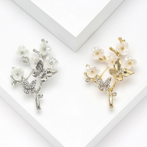 Elegante Strass Schmetterling Blume Zweig Brosche Für Damen Legierung Kleidung Anstecknadel Schmuck Hochzeit Party Mode Accessoires