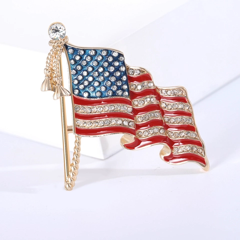 Spilla in Smalto Bandiera Americana per Uomini Donne Lega Strass Star Spangled Banner Spilla da Risvolto Gioielli di Moda Patriottici