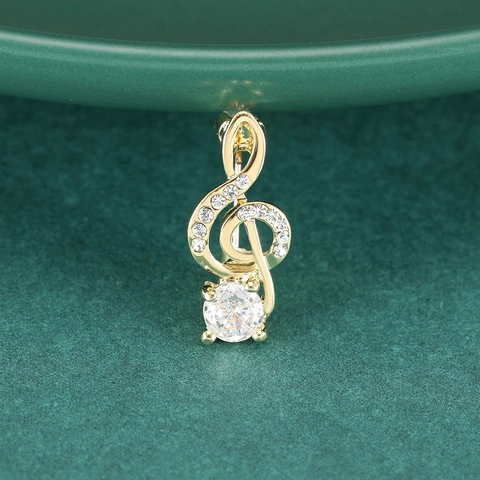 Elegante Legierung Musiknote Brosche Pin Für Frauen Glänzende Strass Eingelegt Violinschlüssel Korsage Mode Schmuck Dekoration