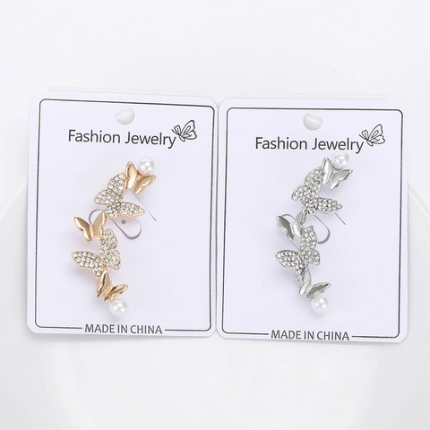 Elegante Broche de Mariposa de Aleación para Mujer Con Diamantes de Imitación y Perlas Artificiales Alfiler de Seguridad Joyería Regalo