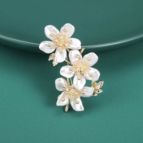 Elegante Spilla a Fiore in Rame Con Strass e Perla Artificiale per Donna Moda Abito Cappotto Spilla Gioielli Accessori