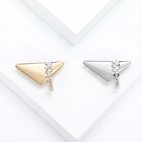 Spilla Creativa a Triangolo con Cerniera per Donna in Lega con Strass Intarsiati Pin Geometrica Accessorio Gioielli Moda per Abito