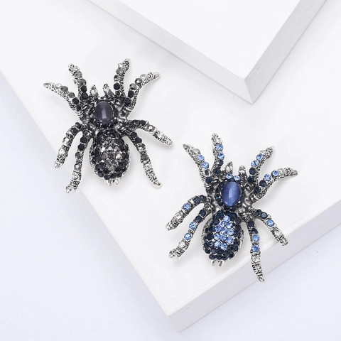Broche de Araña de Aleación de Diamantes de Imitación Vintage Alfiler de Animal Gótico para Traje de Hombre Chaqueta Halloween Party Joyería Personalizada Regalo